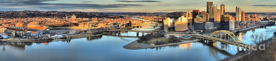 Pittsburgh Skyline Photograph - Endless Pittsburgh Skyline Reflections by Adam Jewell