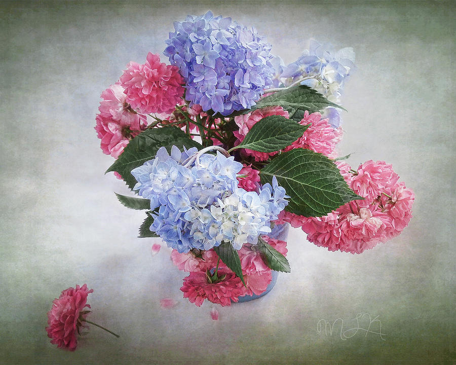 Endless Summer Hydrangeas and Roses Still Life Photograph by Louise Kumpf