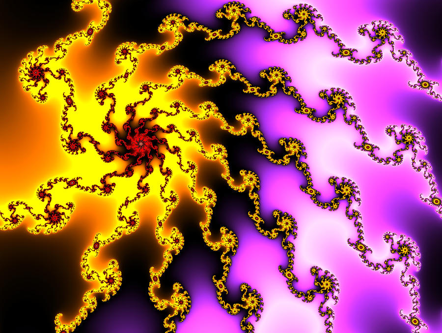 Energy - yellow purple and red digital fractal artwork Photograph by ...