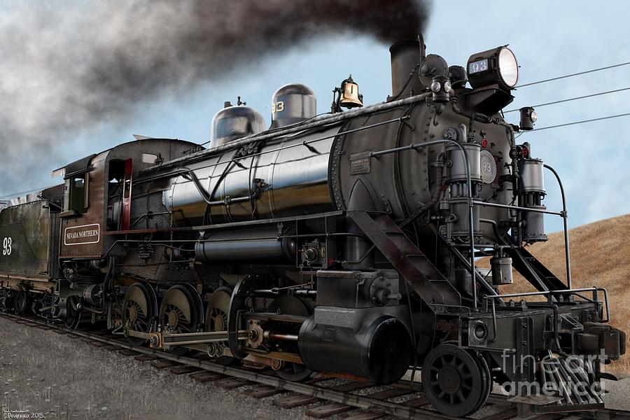 Train Digital Art - Engine 93 by Chuck Devereaux Art