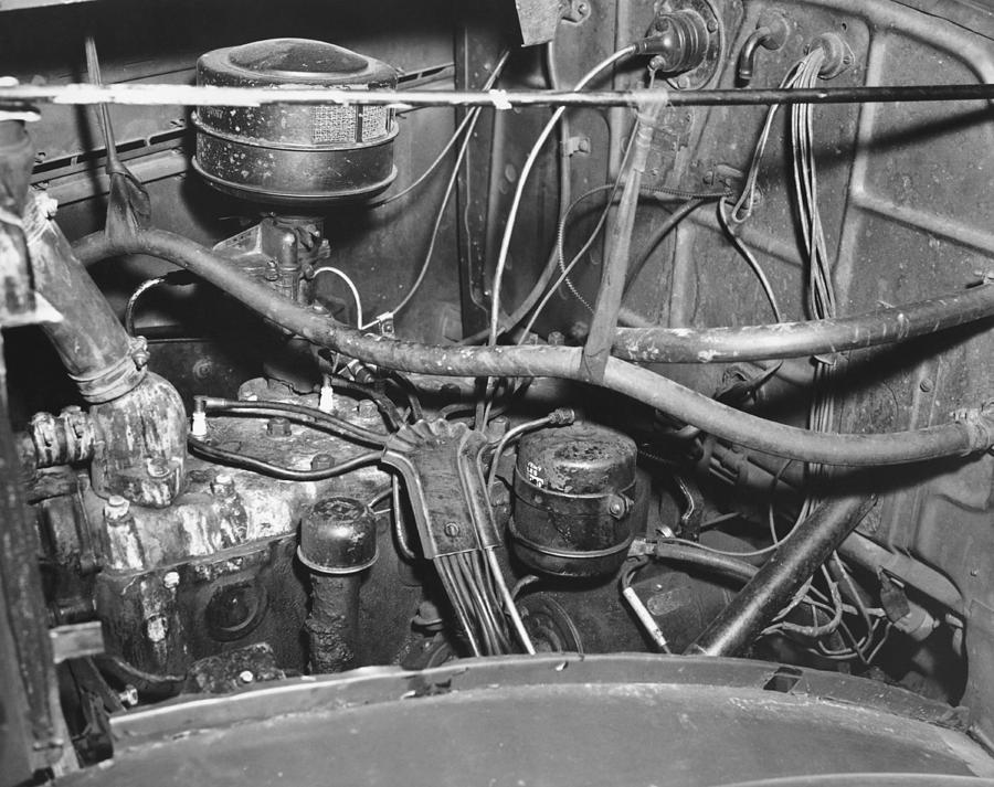 Engine Compartment Of A Car Photograph by Underwood Archives