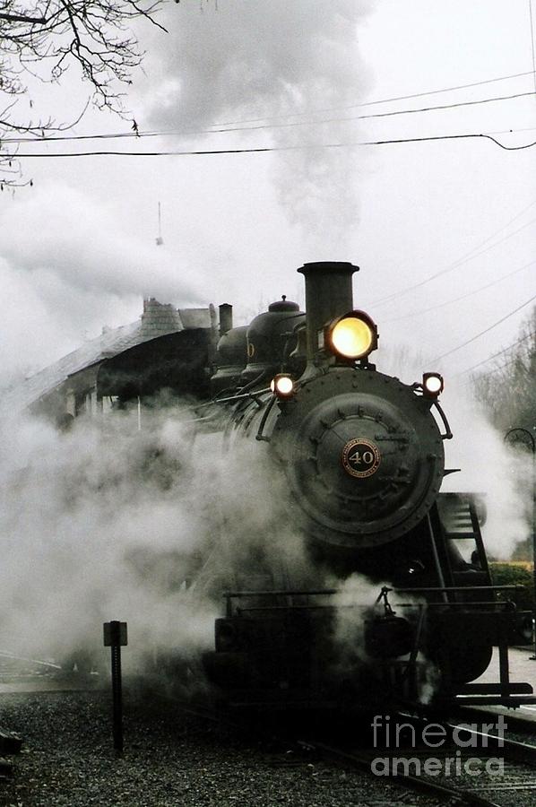 Engine Number 40 Making Steam Pulling Into New Hope Passenger Train Terminal Photograph by Michael Hoard