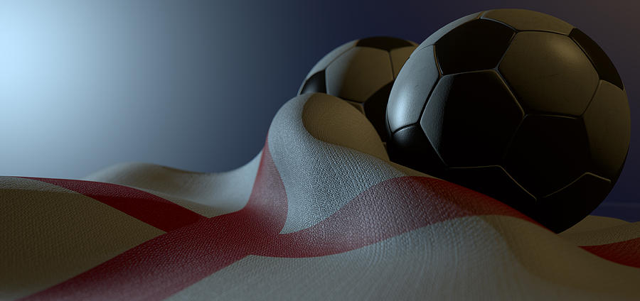 England Flag And Soccer Ball Digital Art