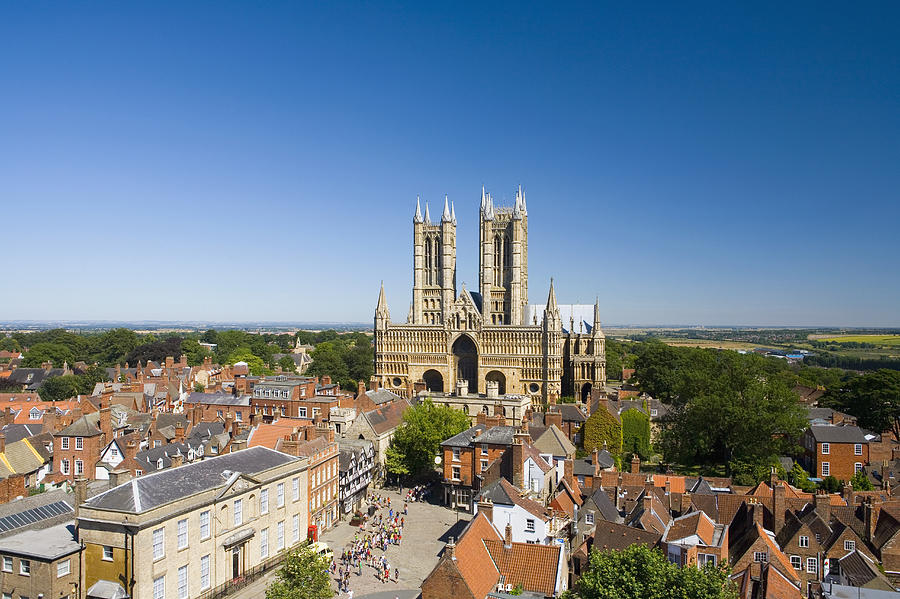 England, Lincolnshire, Lincoln, cathedral, elevated view Photograph by Travelpix Ltd