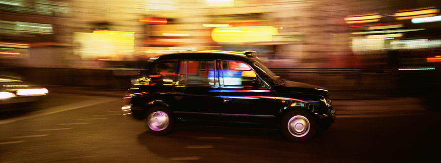 England, London, Black Cab In The Night Photograph by Panoramic Images