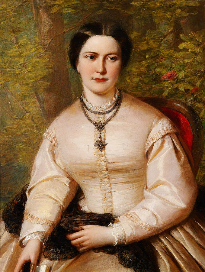 English 19th Century Portrait Of A Lady Painting