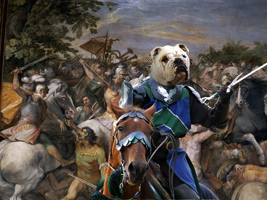 English Bulldog Art Canvas Print - The sword and glory Painting by Sandra Sij