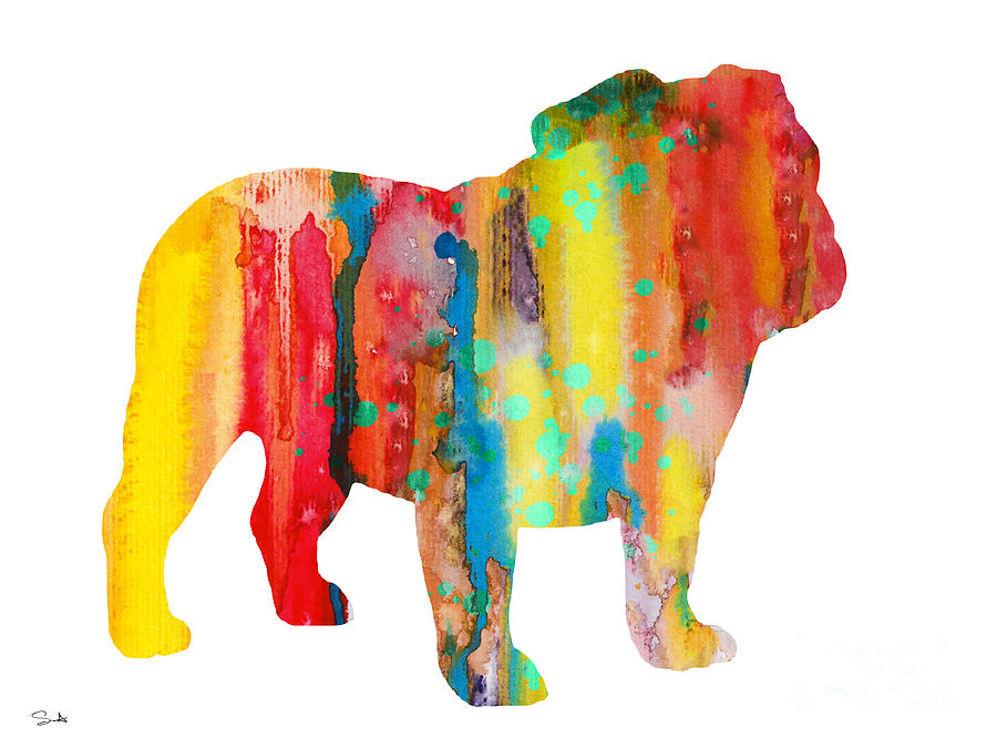 English Bulldog Painting - English Bulldog by Watercolor Girl