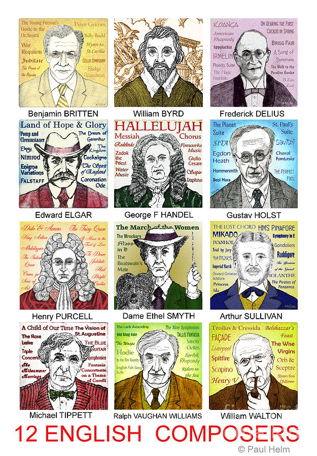 English Composers Drawing by Paul Helm
