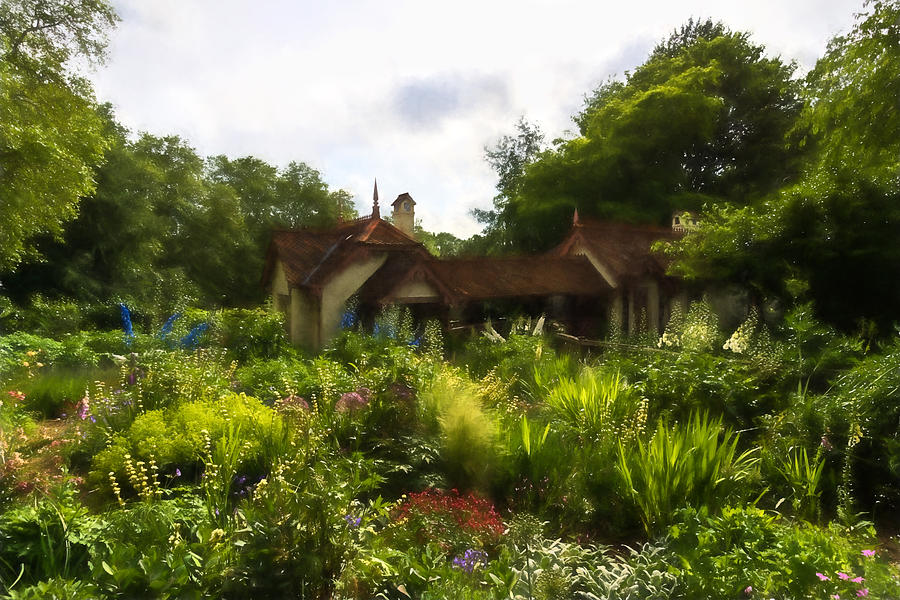 English Cottage Garden - Lush Summer Green in Watercolor Digital Art by Georgia Mizuleva