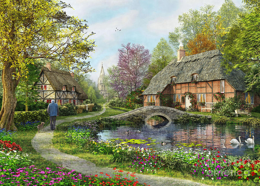 Flower Digital Art - English Cottage by MGL Meiklejohn Graphics Licensing
