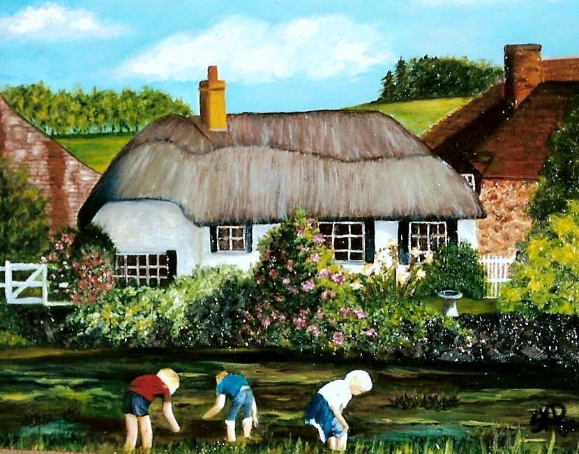 English Country Cottage Sold Painting By Susan Dehlinger