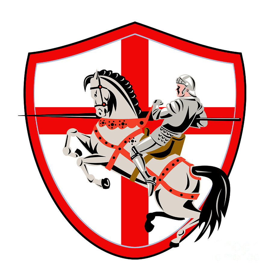 English Knight Rider Horse England Flag Retro Digital Art by Aloysius ...