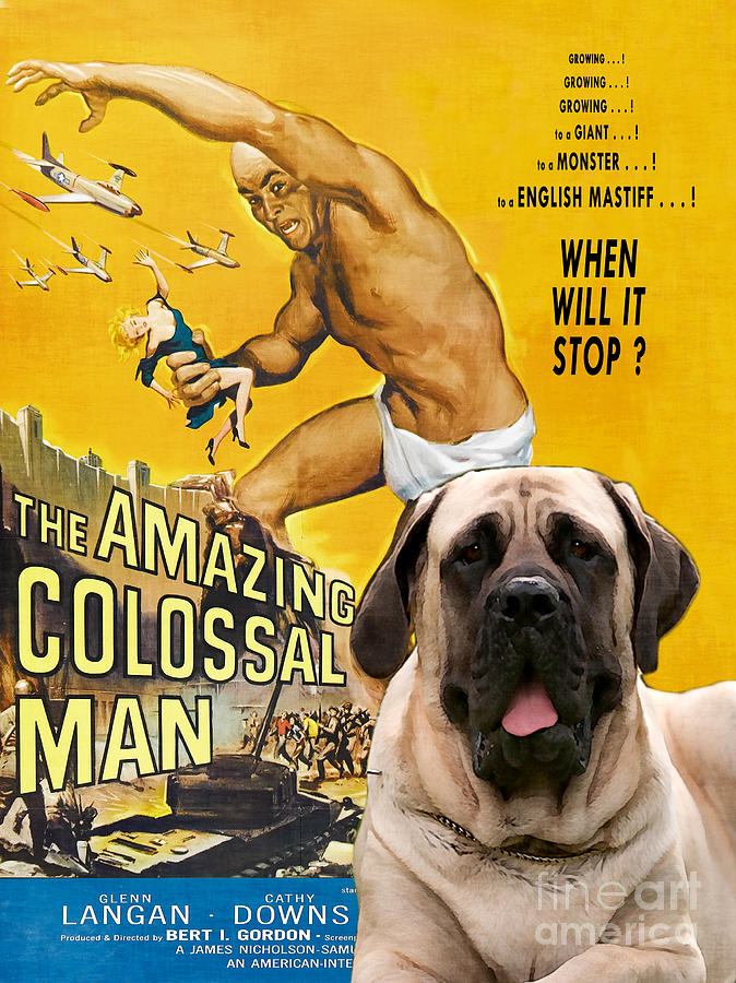 English Mastiff Art Canvas Print - The Amazing Colossal Man Movie Poster Painting by Sandra Sij