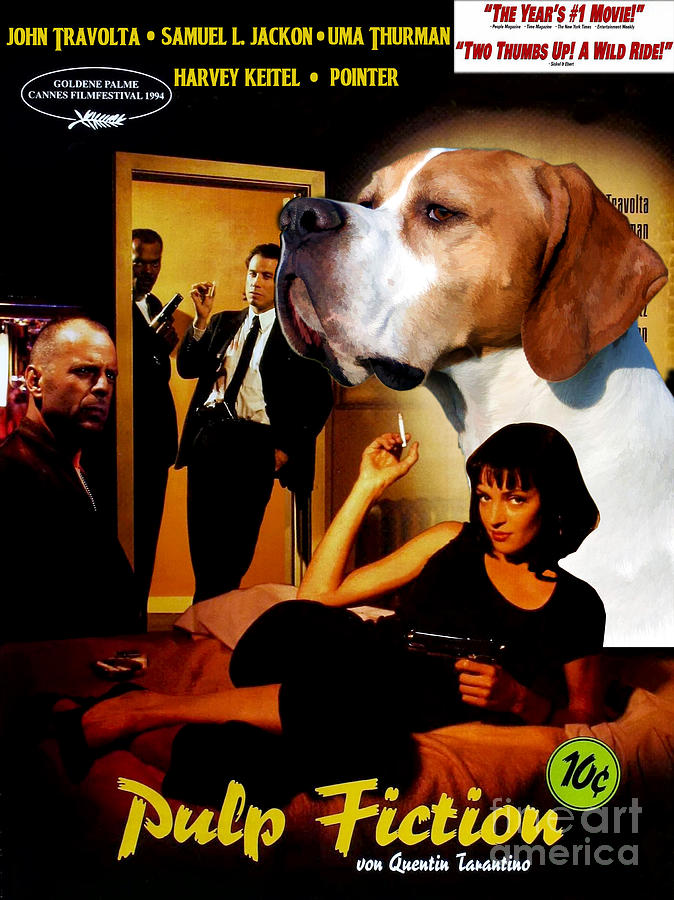 English Pointer Art Canvas Print - Pulp Fiction Movie Poster Painting by Sandra Sij