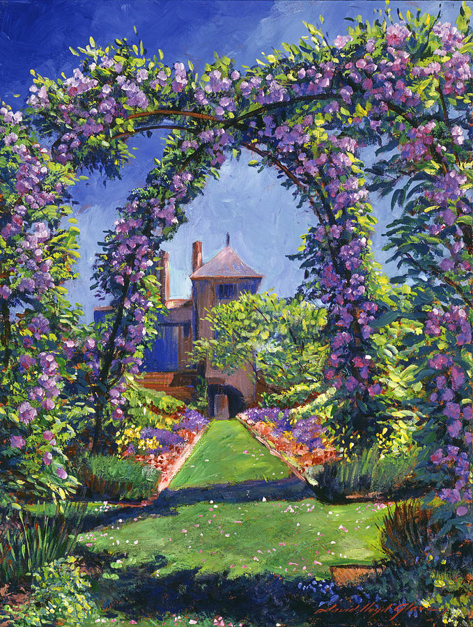 English Rose Arbor Painting by David Lloyd Glover