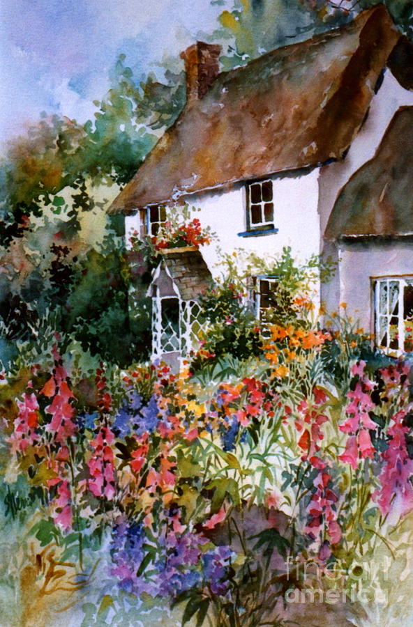 English Summer Cottage Painting by Sherri Crabtree - Fine Art America