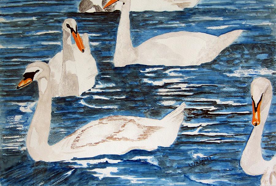 English Swan In The Queens Garden Painting by Larry Wright