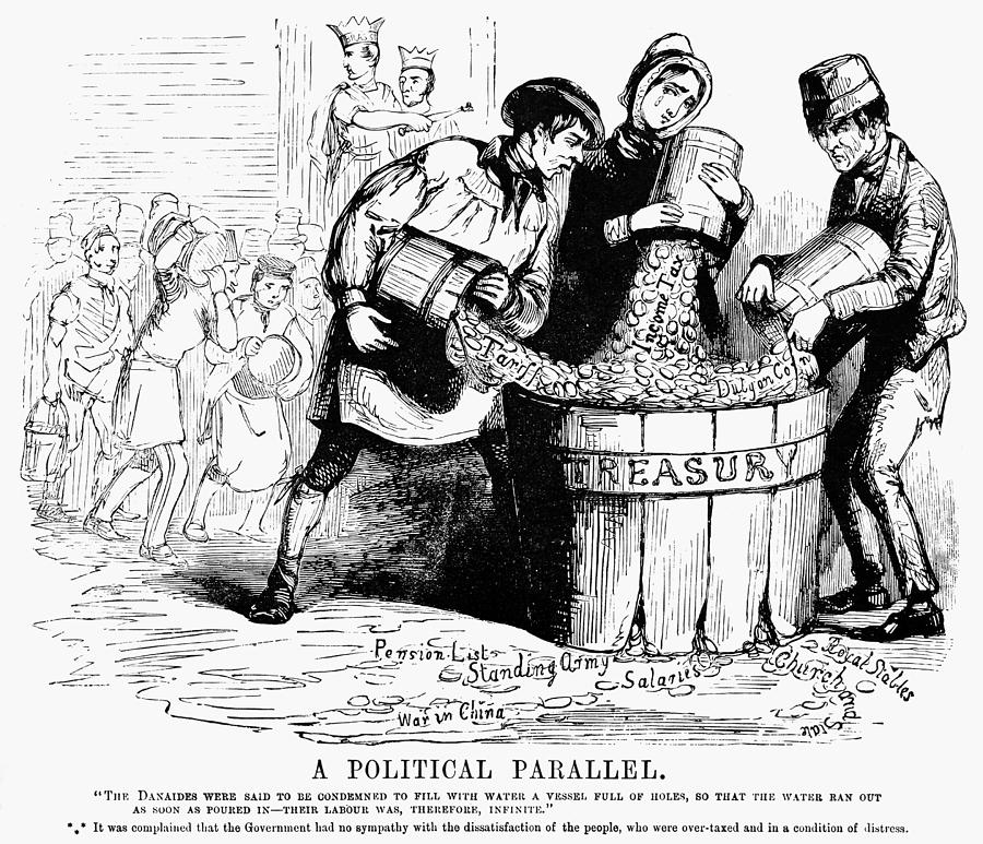 English Tax Cartoon, 1842 Painting by Granger
