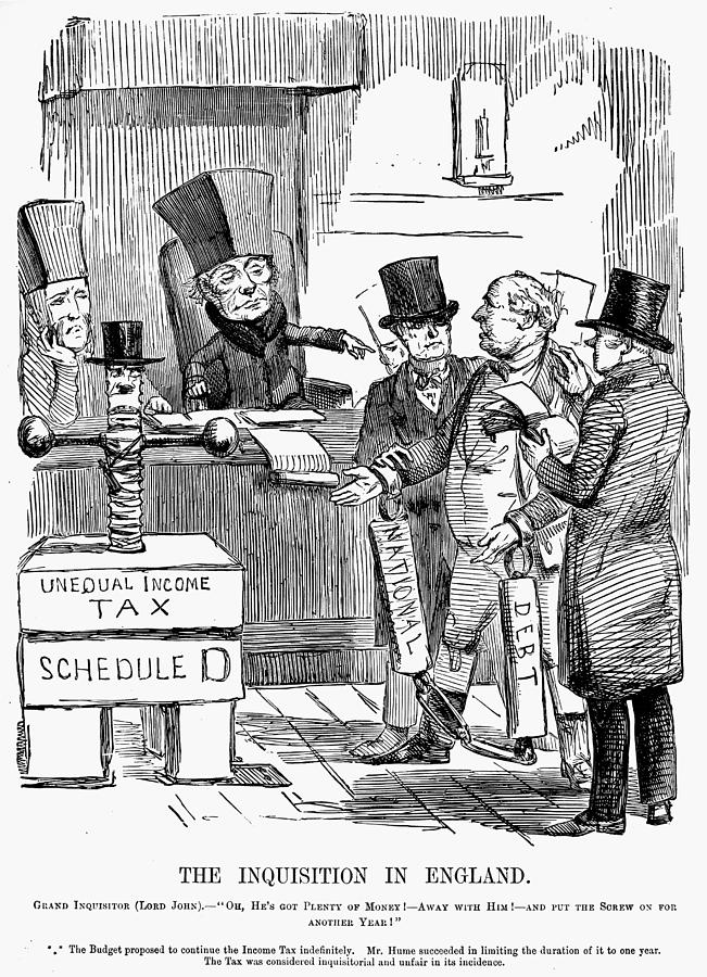 English Tax Cartoon, 1851 Painting by Granger