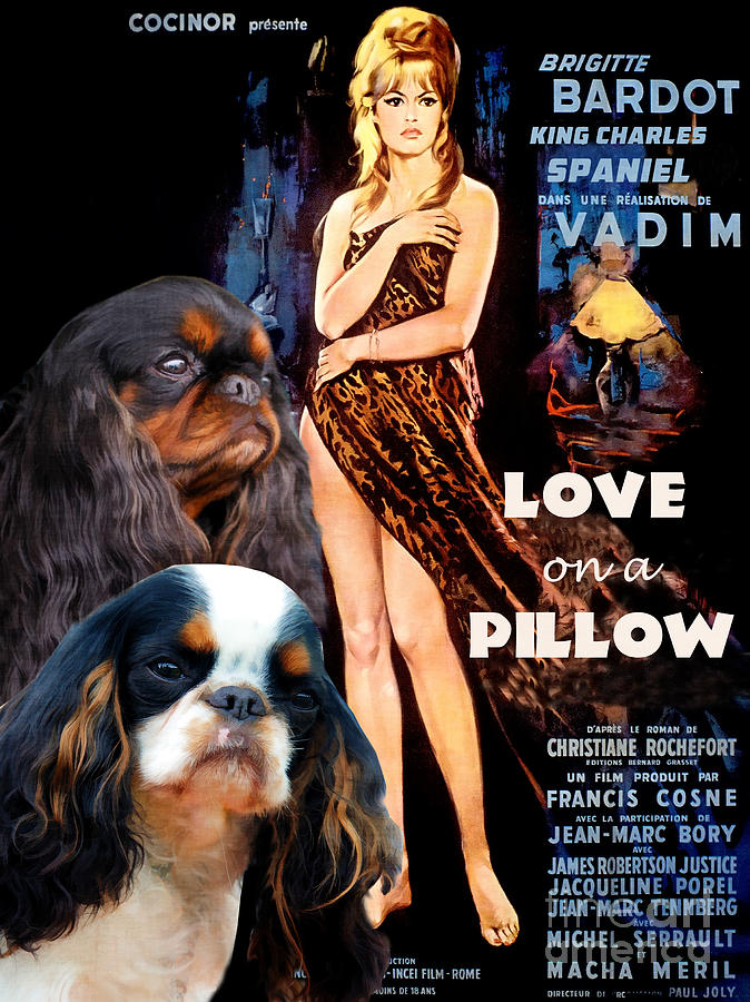 English Toy Spaniel Art - Love on a Pillow Movie Poster Painting by Sandra Sij