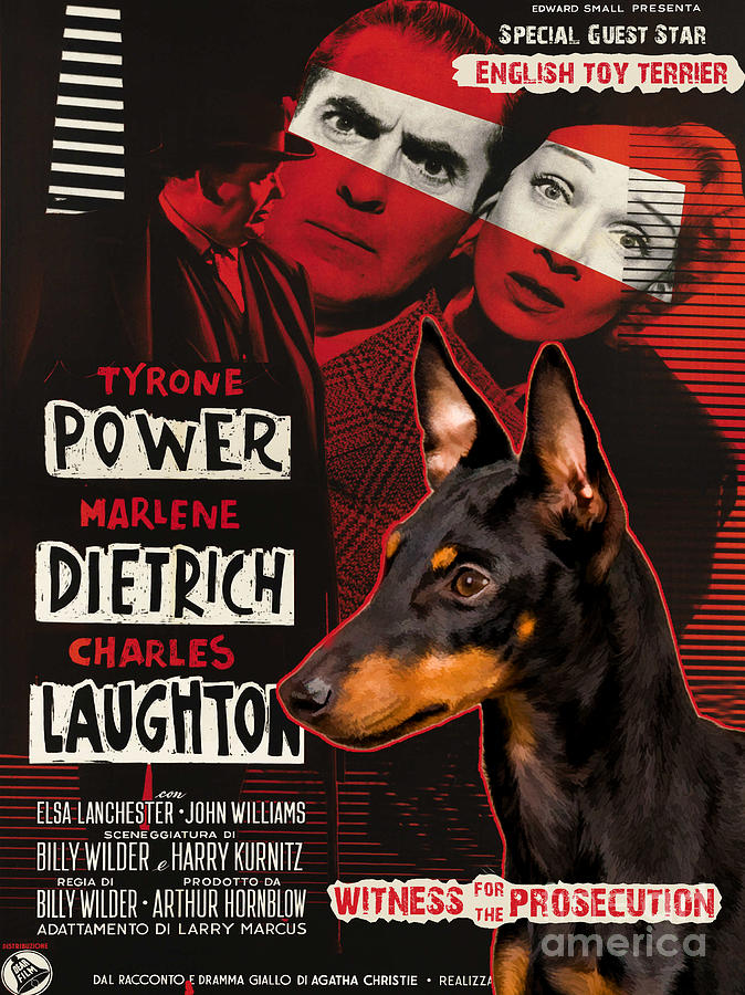 English Toy Terrier Art Canvas Print - Witness for the Prosecution Movie Poster Painting by Sandra Sij