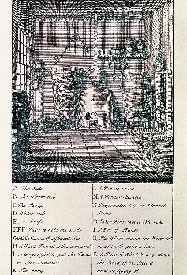Engraving Of A 18th Century Whisky Distillery Photograph by George Bernard/science Photo Library