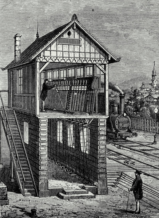 Engraving Of A Railway Signal Box Photograph by Science Photo Library