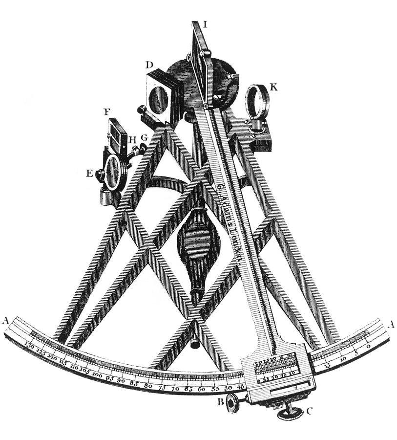 High detail sextant engraving Royalty Free Vector Image