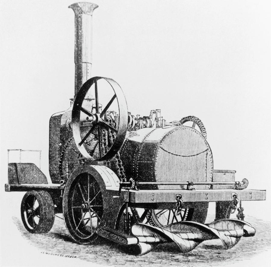 Engraving Of A Steam-driven Traction Engine Photograph by Science Photo ...