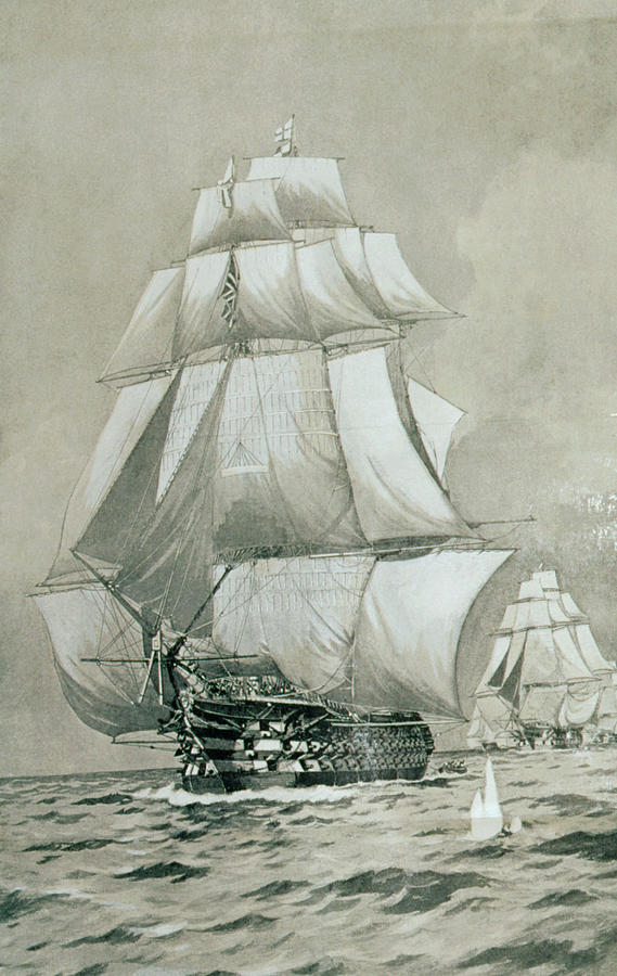 Engraving Of Nelsons Flagship Photograph by George Bernard/science Photo Library