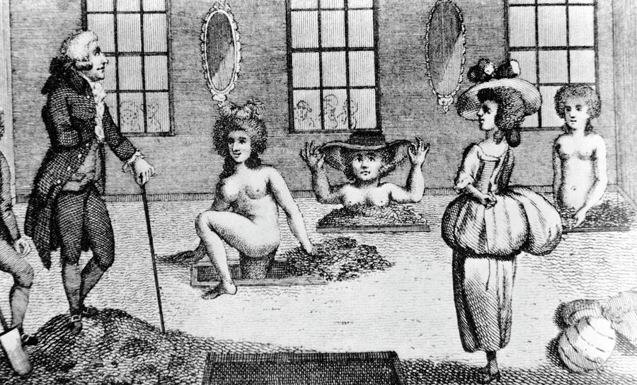 Mudbath Photograph - Engraving Of Women Taking Mud Baths by Science Photo Library