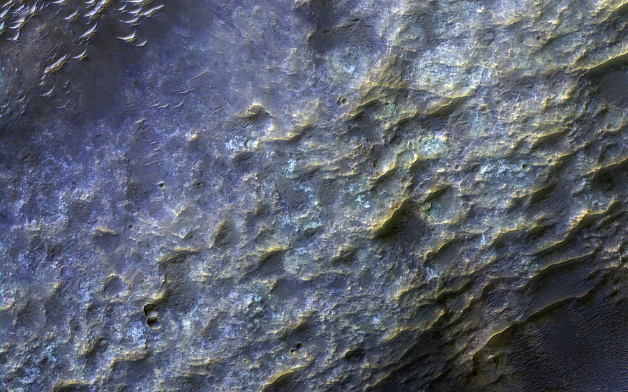 Space Photograph - Enhanced Color Close-up Of The Terrain by Stocktrek Images