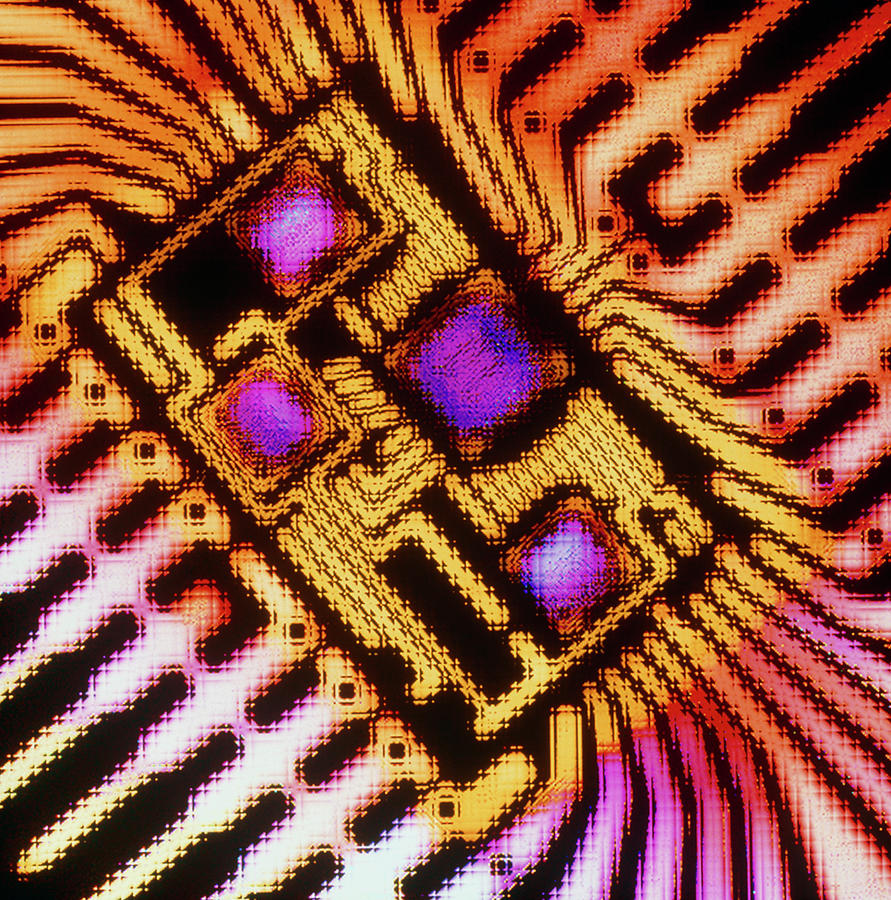 Enhanced Macrophoto Of A Hybrid Integrated Circuit Photograph by Alfred Pasieka/science Photo Library