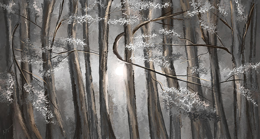 Into The Woods Painting - Enigmatic Woods- Shades Of Gray Art by Lourry Legarde