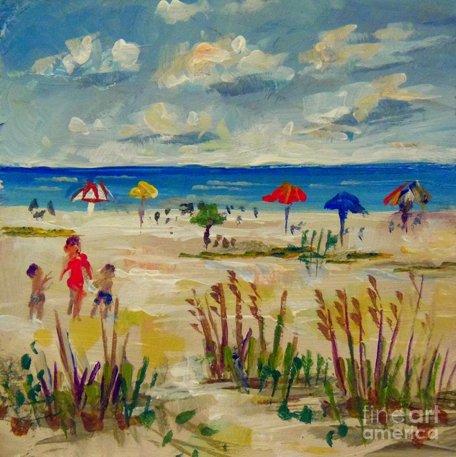 Beach Painting - Enjoying Siesta Beach by Lou Ann Bagnall
