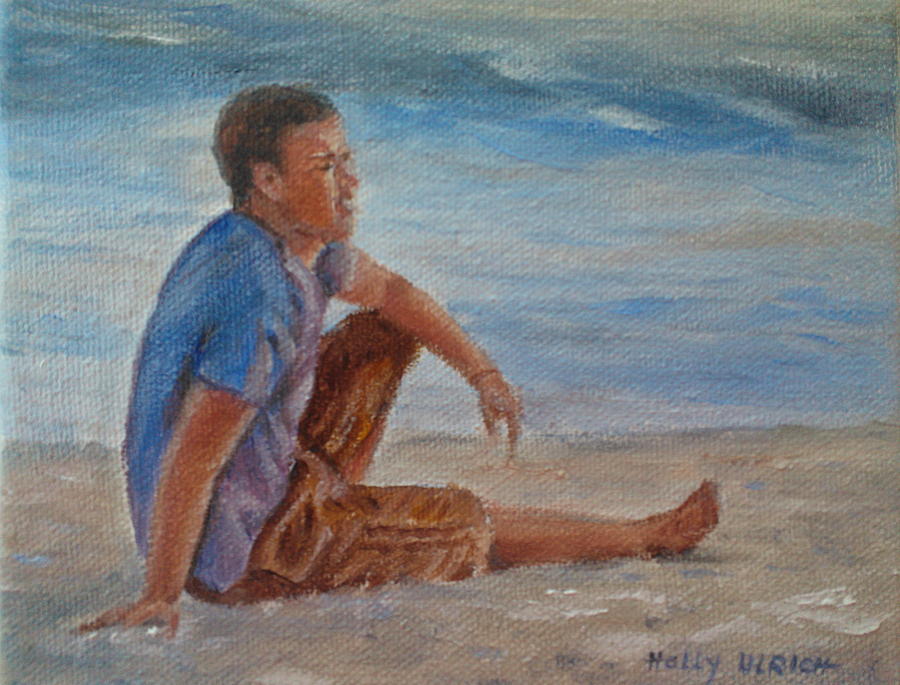 Sandy Beach Painting - Enjoying the Beach by Holly LaDue Ulrich