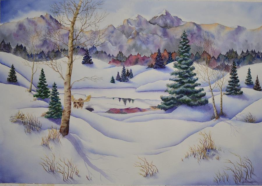 Moose Painting - Enjoying the Quiet by Kathleen Keller