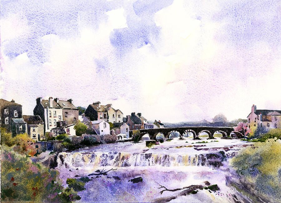Ennistyman Cascades County Clare Painting by Keith Thompson