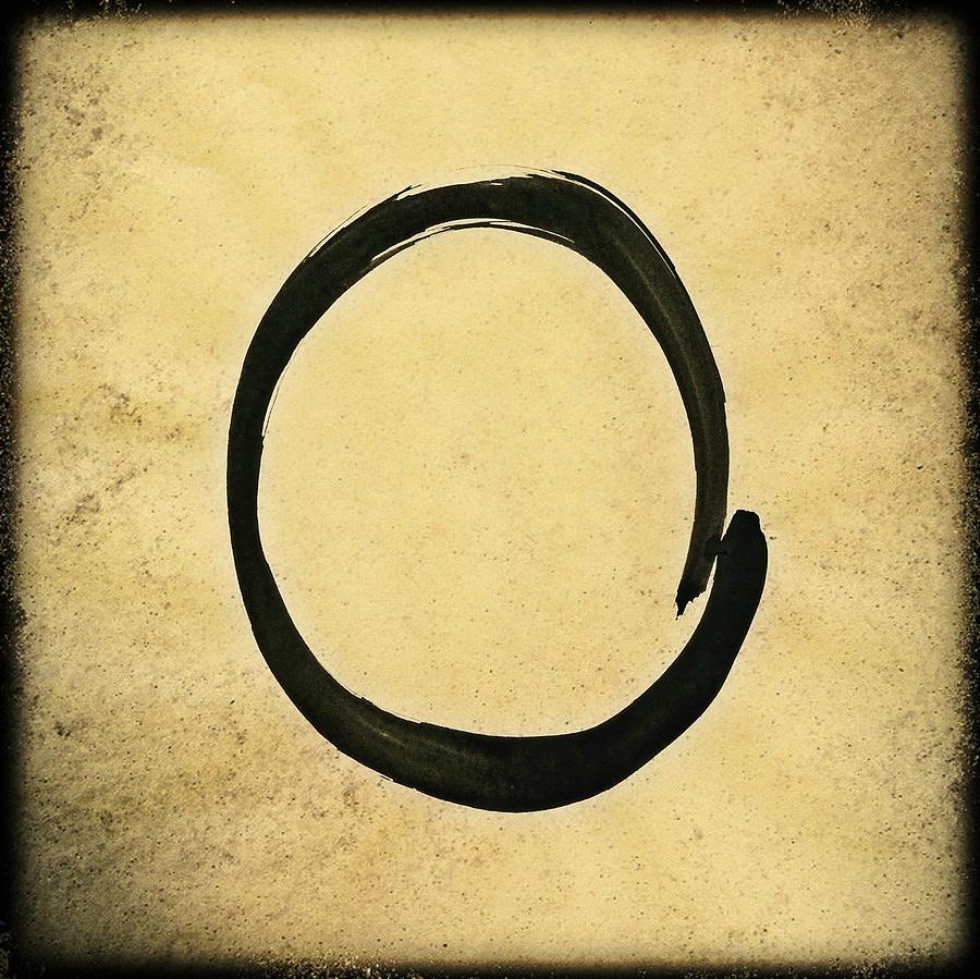 Enso #4 - Zen Circle Abstract Sand And Black Painting