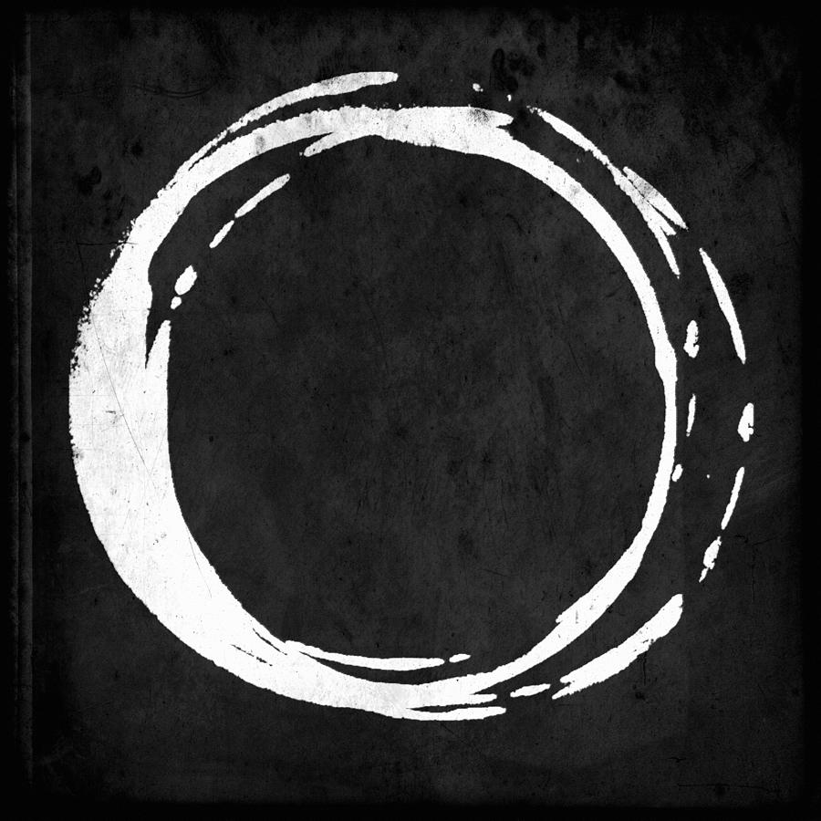 Abstract Painting - Enso No. 107 White on Black by Julie Niemela