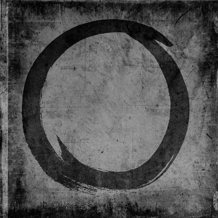 Enso No. 108 Black on Gray Painting by Julie Niemela