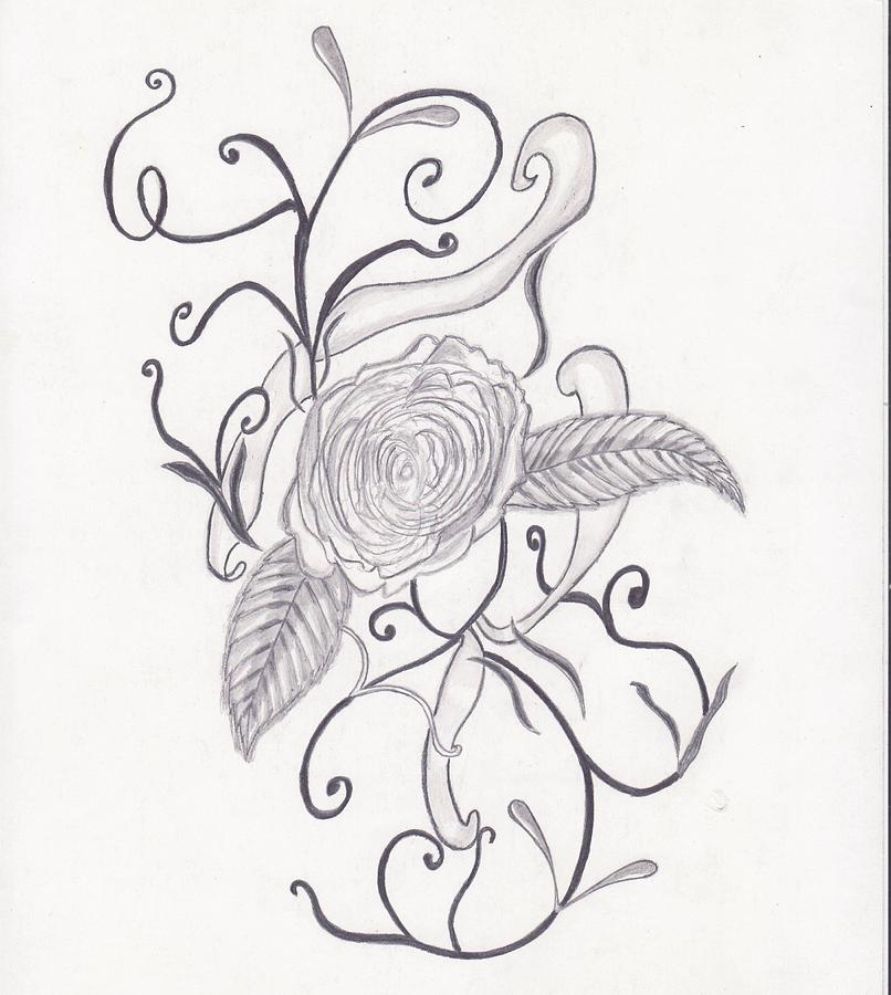 Entangled Rose Drawing by Miss Madness - Fine Art America