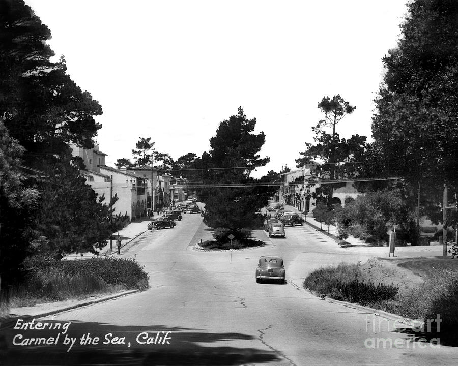 Entering Photograph - Entering Carmel By the Sea Calif. Circa 1945 by Monterey County Historical Society