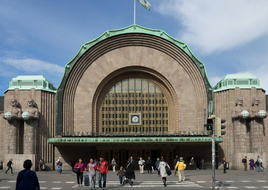 Architecture Photograph - Entrance Of Helsinki Central Railway by Panoramic Images