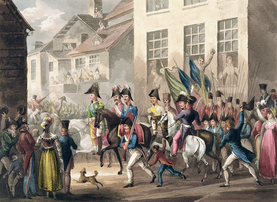 Flag Drawing - Entrance Of The Allies Into Paris by William Heath