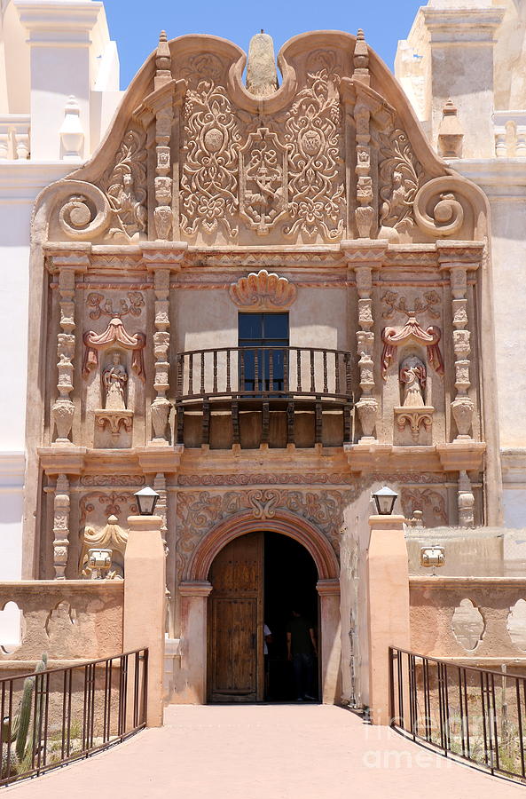 Entrance Portico Mission San Xavier del Bac  Photograph by Christiane Schulze Art And Photography
