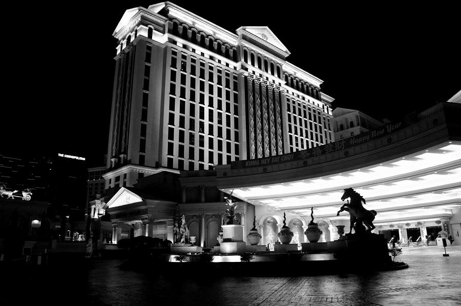 Entrance to Caesars Black and White Photograph by Jenny Hudson