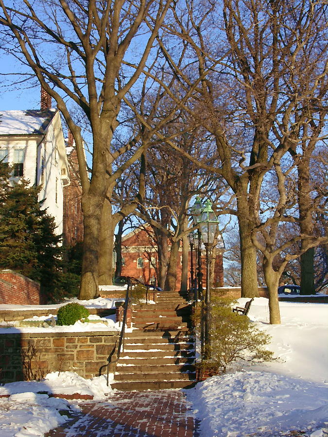 Entrance to Central Moravian Church Campus from Main Street Bethlehem Photograph by Jacqueline M Lewis