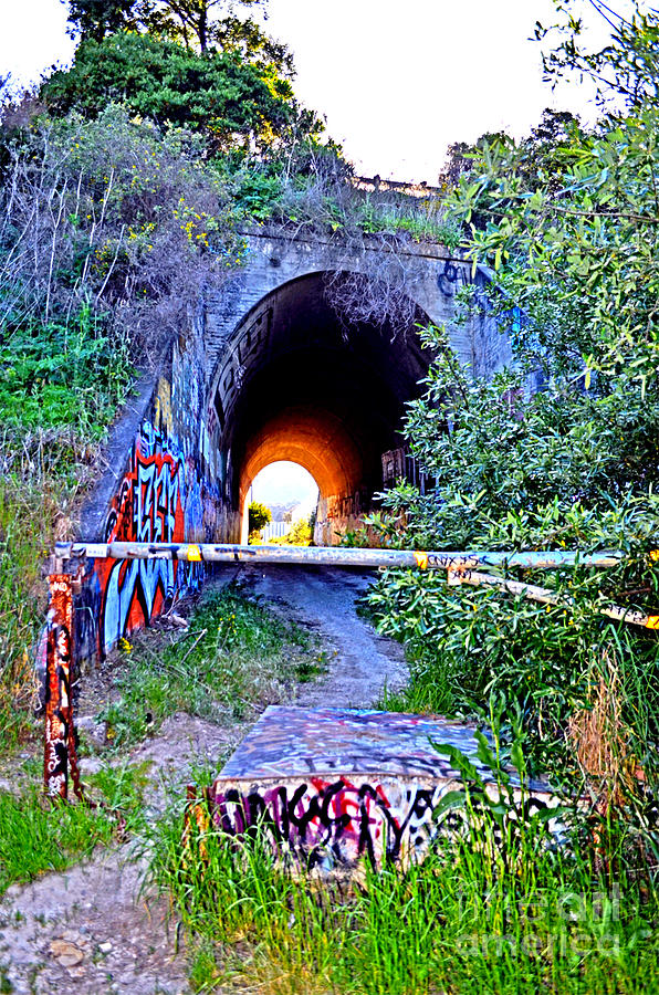 Entrance to the Abandoned Train Tunnel South of the Old Train Roundhouse at Bayshore near SF Photograph by Jim Fitzpatrick